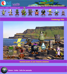 Screenshot of the OneGeology kids home page