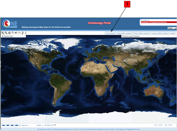 Default display of the OneGeology portal