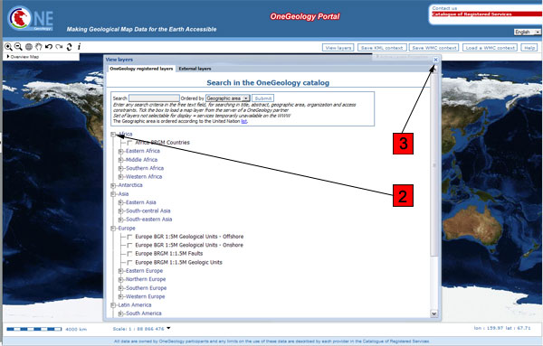 View layers dialogue screen. Use the options in this window to control which maps are displayed, and how they are displayed