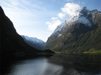 Nærøyfjord (narrow fjord), Norway.