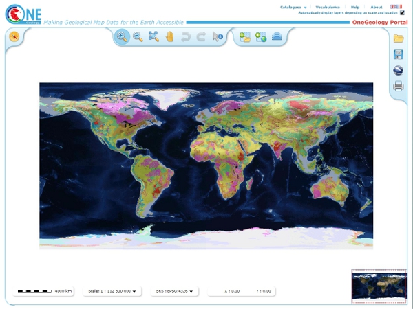 Default display of the OneGeology Portal, with automatically selected geology layers