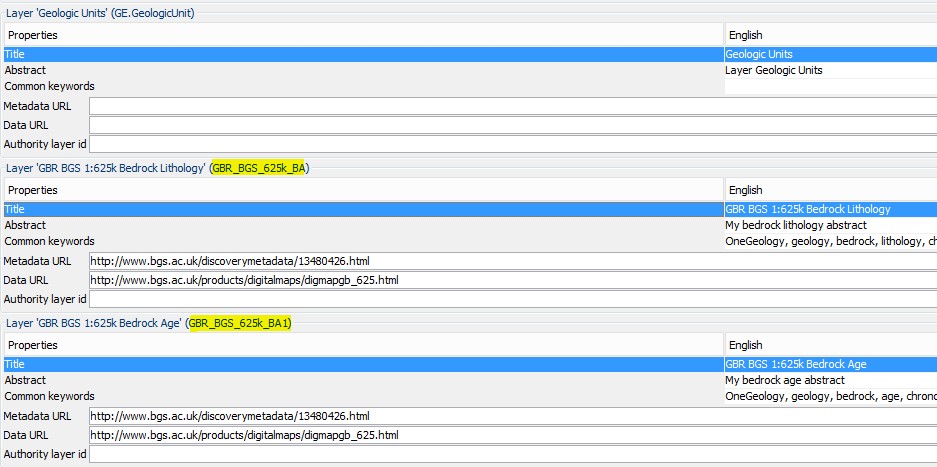 Inspire View properties: Layers informatio