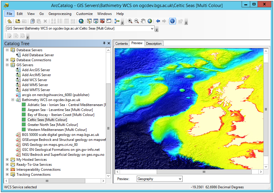 Previewing WCS layers in ArcCatalog