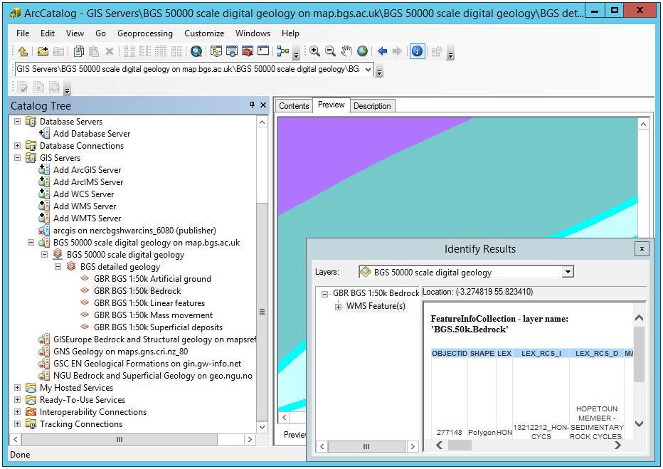 Reviewing available WMS services in ArcCatalog