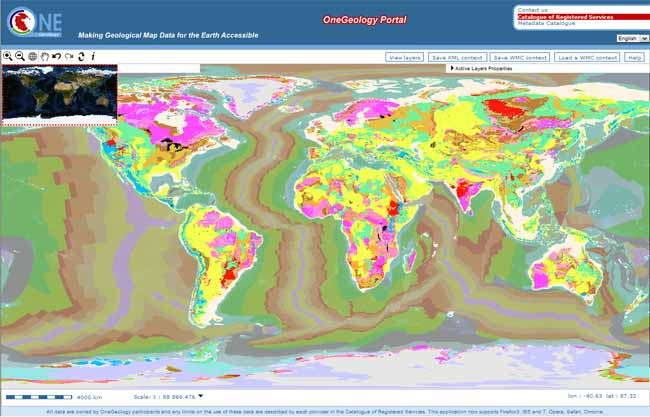 Et geologisk kort over verden fra OneGeology portalen